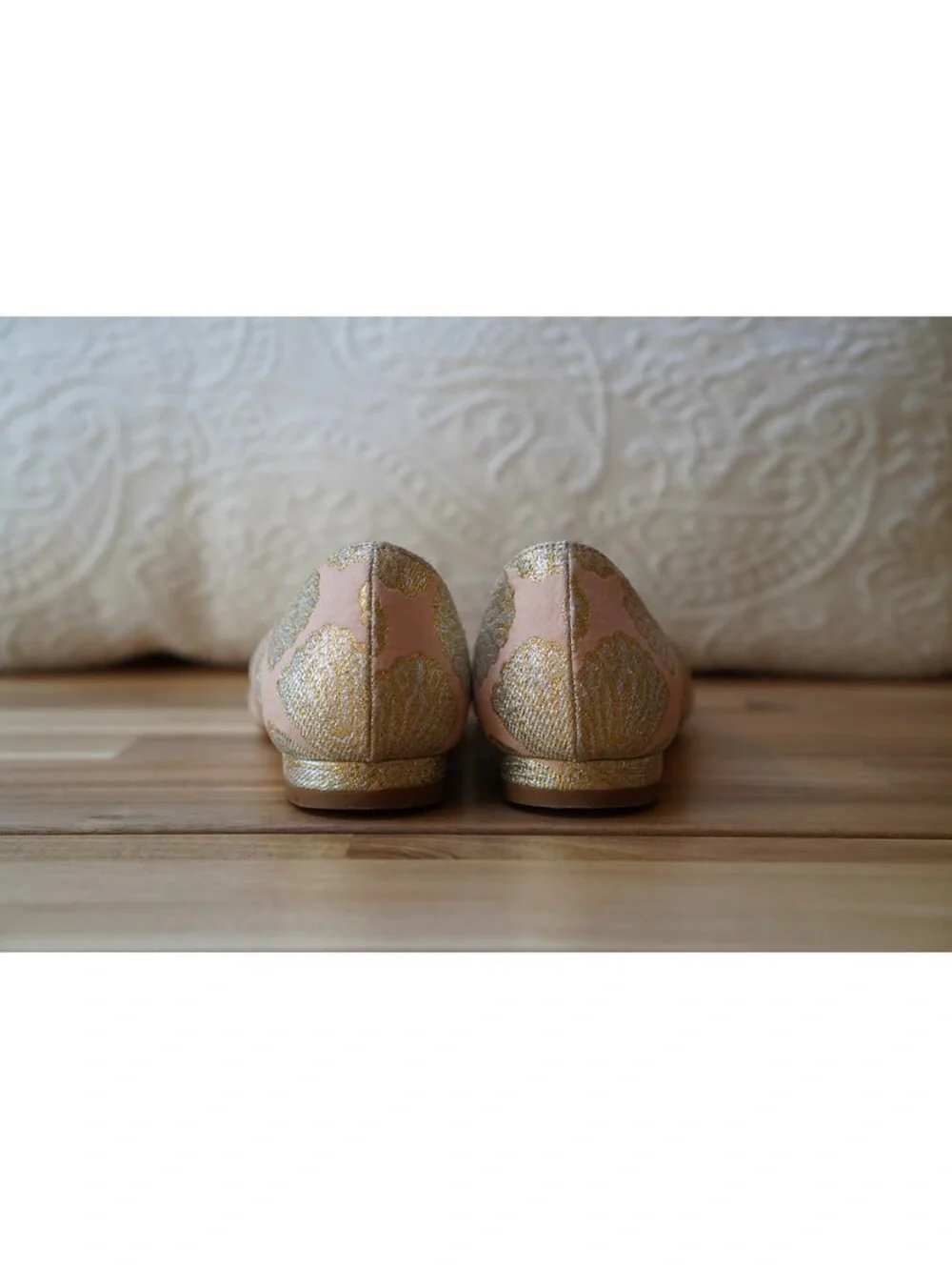 LK Bennett Pink and Gold Embellished Pointed Toe Flats